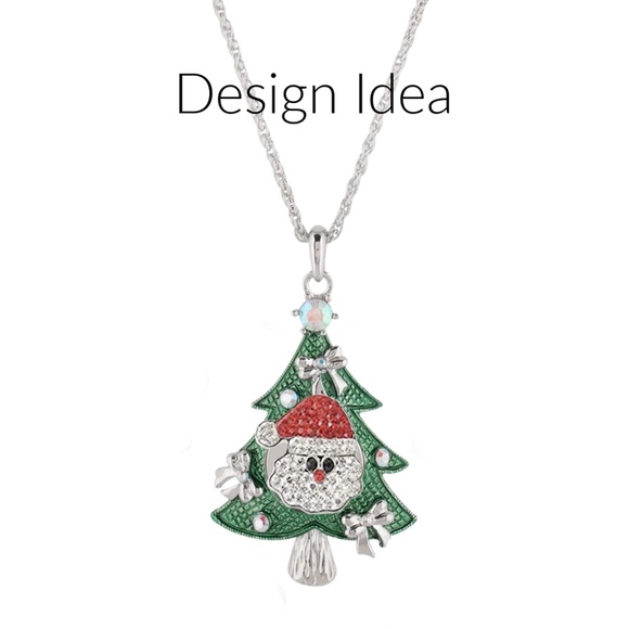 Snap Charm Christmas Tree Large Pendant Necklace Includes Chain - Picture 4 of 5